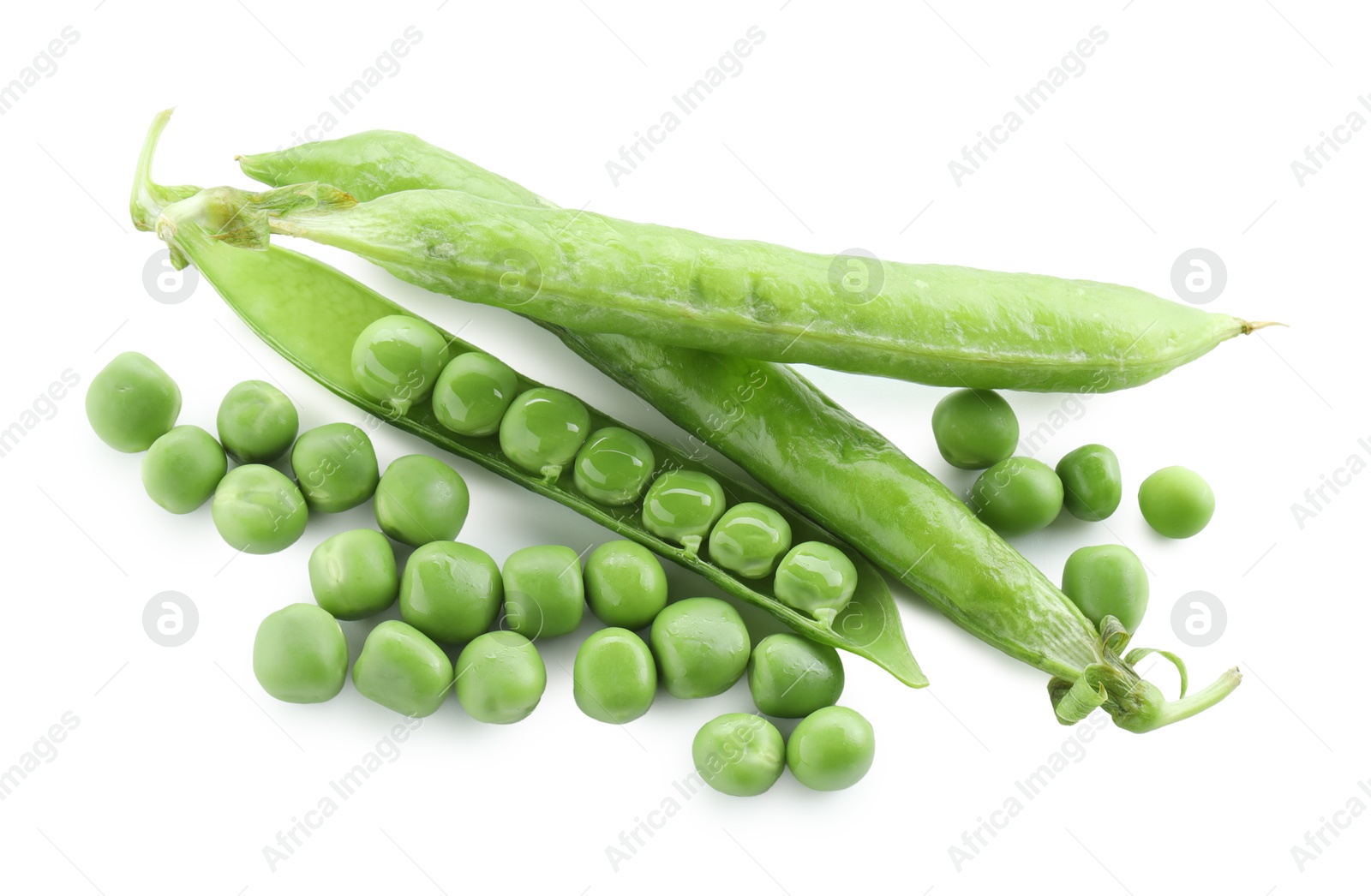 Photo of Green fresh peas and pods isolated on white