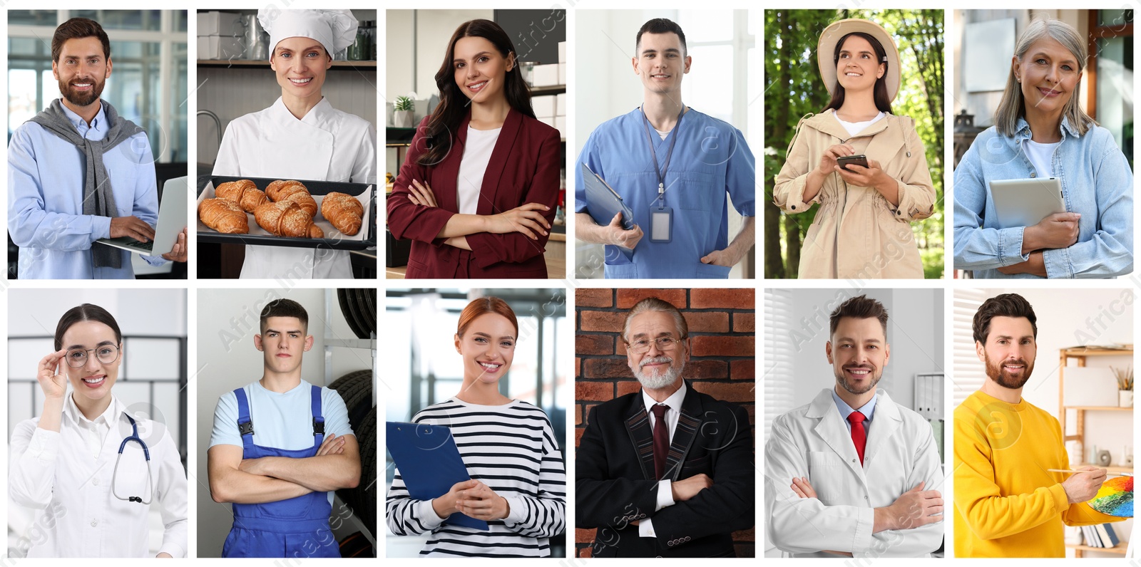 Image of Different professions collage, photos of various people