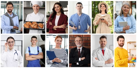 Image of Different professions collage, photos of various people