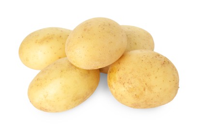 Photo of Pile of young fresh potatoes isolated on white