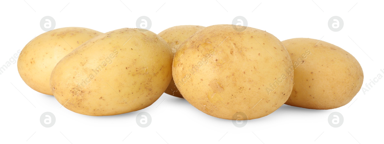 Photo of Pile of young fresh potatoes isolated on white