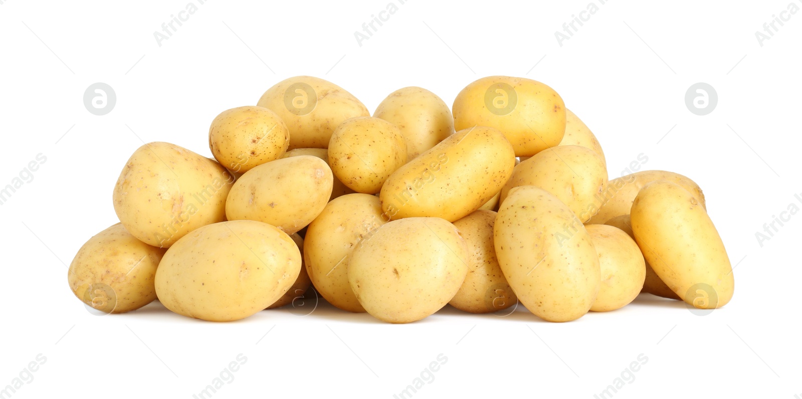 Photo of Pile of fresh young potatoes isolated on white