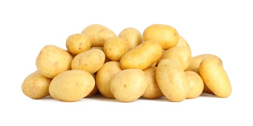 Photo of Pile of fresh young potatoes isolated on white