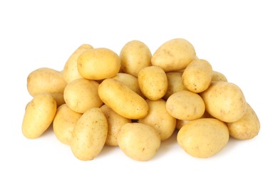 Photo of Pile of fresh young potatoes isolated on white