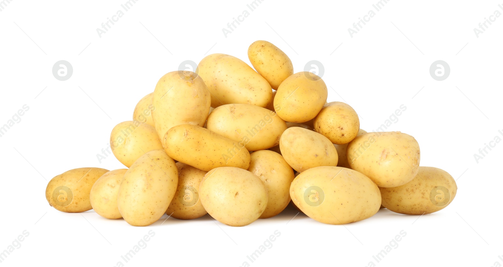 Photo of Pile of fresh young potatoes isolated on white