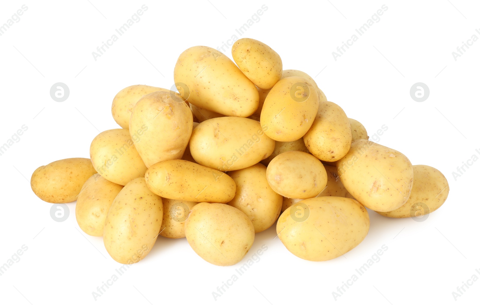 Photo of Pile of fresh young potatoes isolated on white