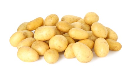 Photo of Pile of fresh young potatoes isolated on white