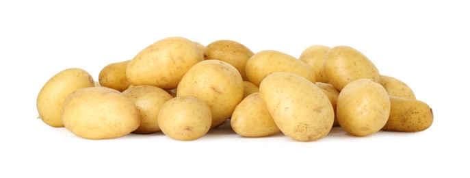 Photo of Pile of fresh young potatoes isolated on white