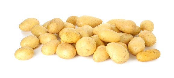 Photo of Pile of fresh young potatoes isolated on white