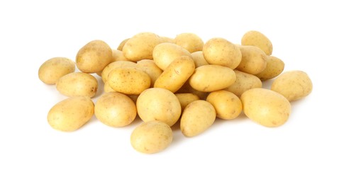 Photo of Pile of fresh young potatoes isolated on white