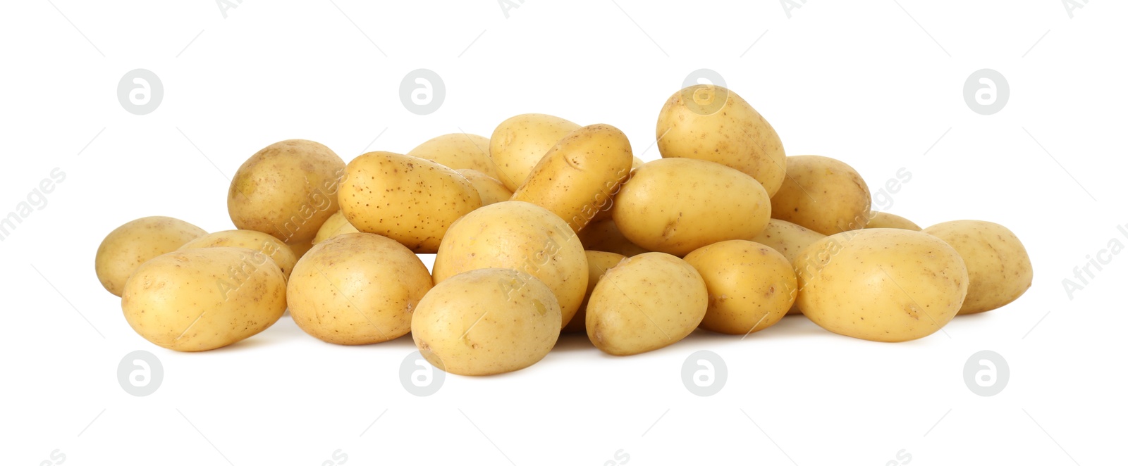 Photo of Pile of fresh young potatoes isolated on white