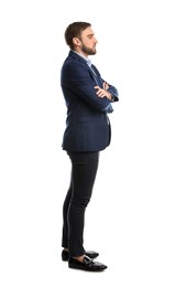 Photo of Young man in business attire on white background