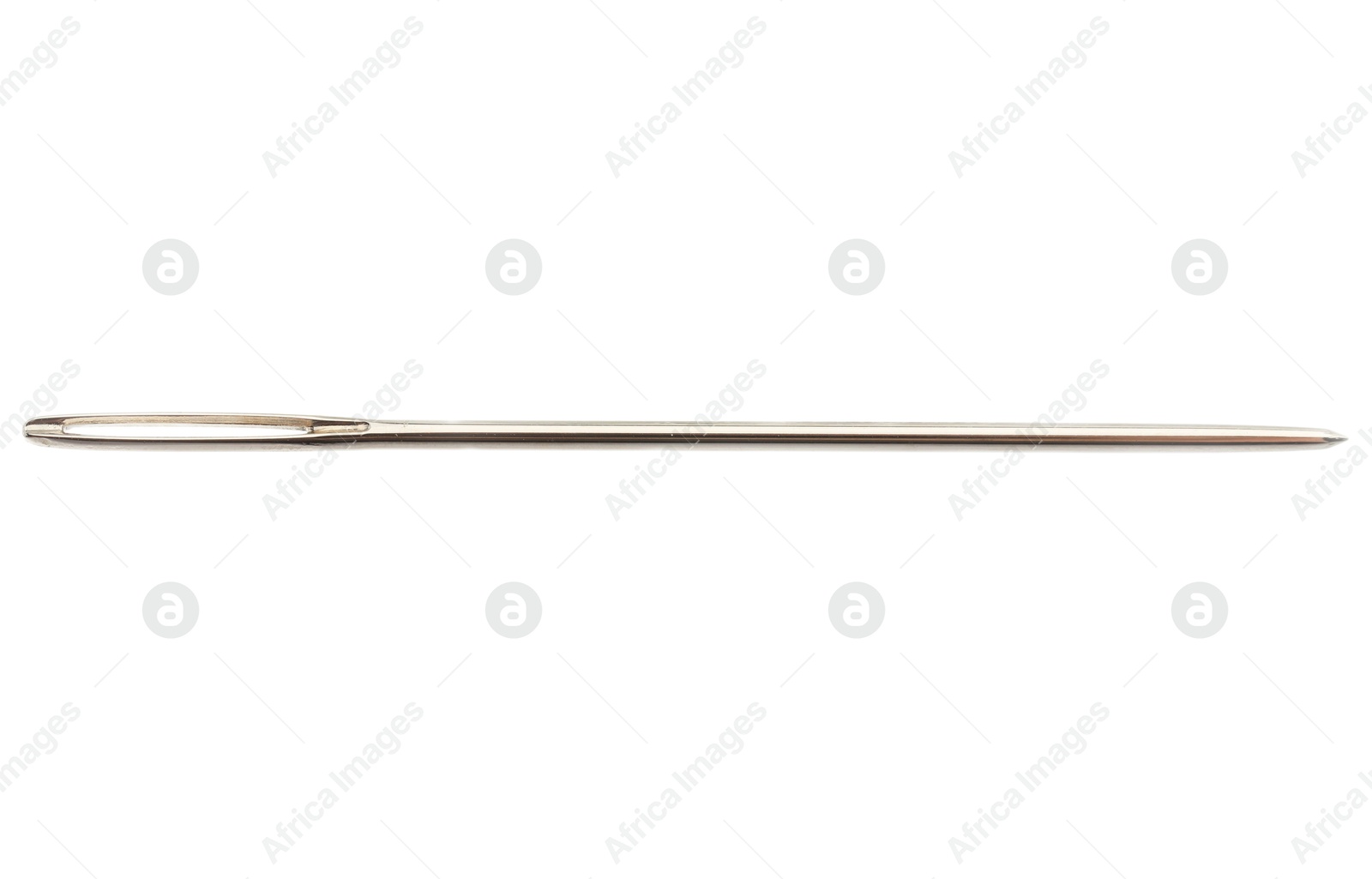 Photo of One new sewing needle isolated on white