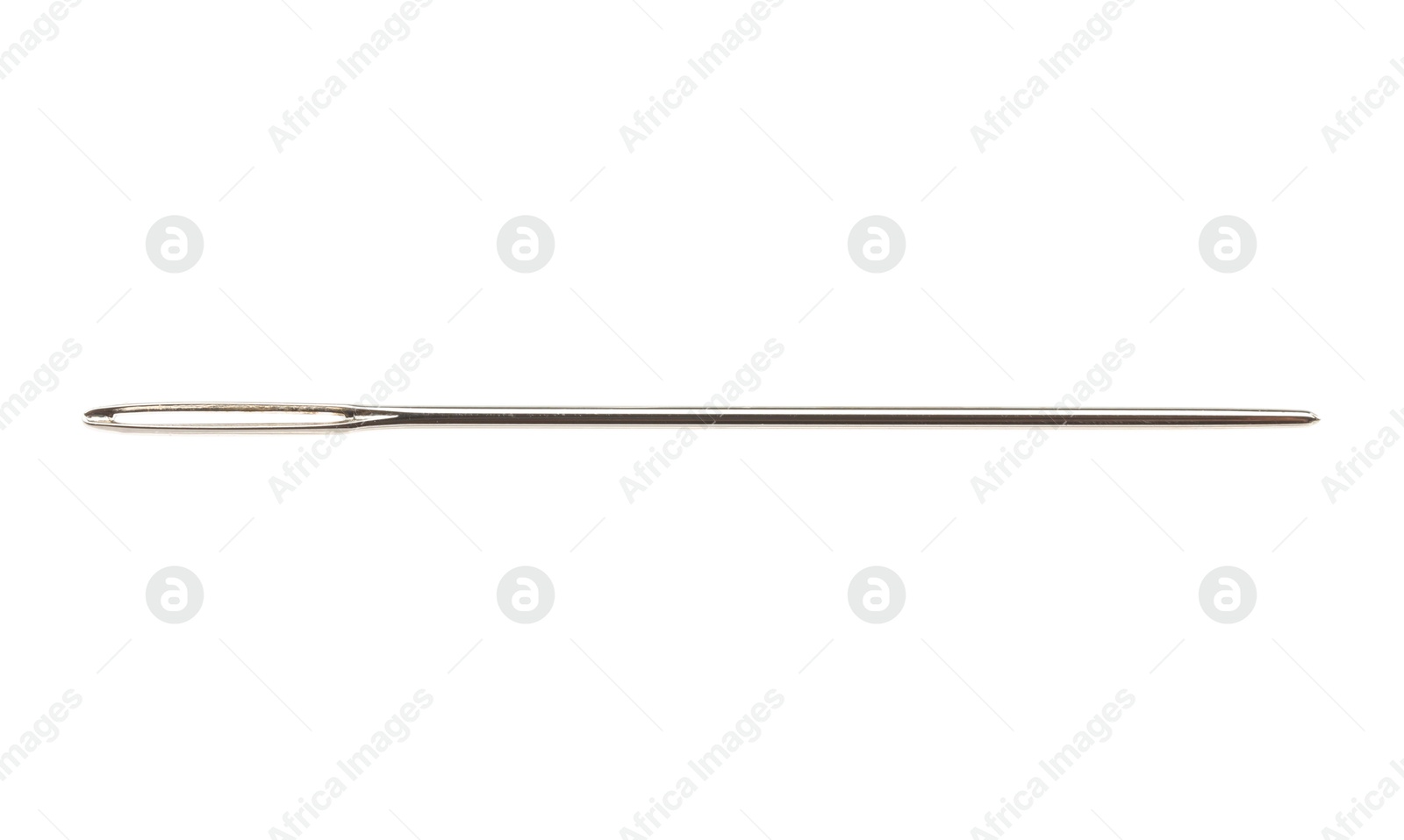 Photo of One new sewing needle isolated on white