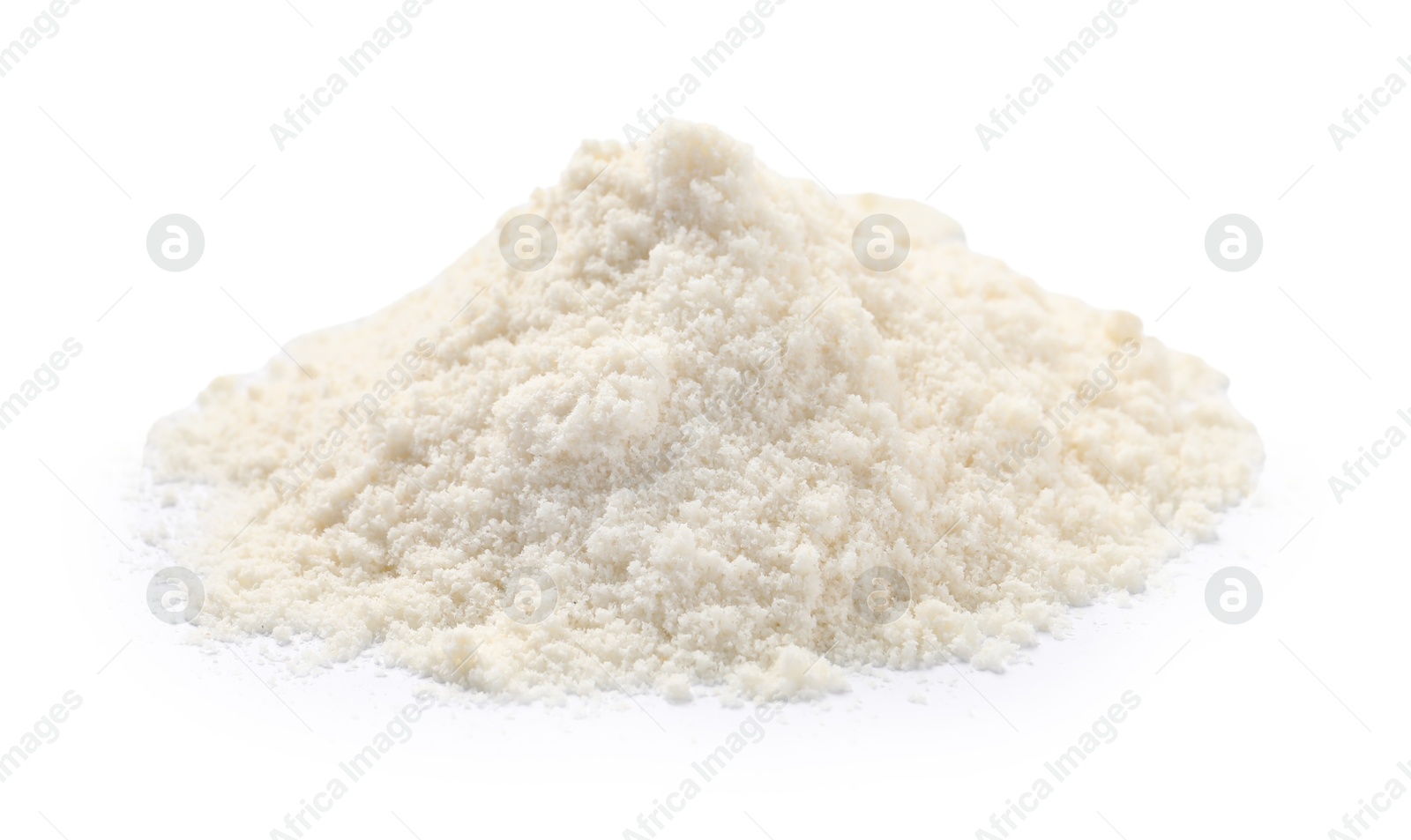 Photo of Heap of coconut flour isolated on white