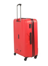 Photo of One new red suitcase isolated on white