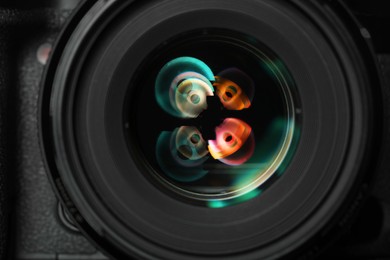 Macro view of one modern photo camera