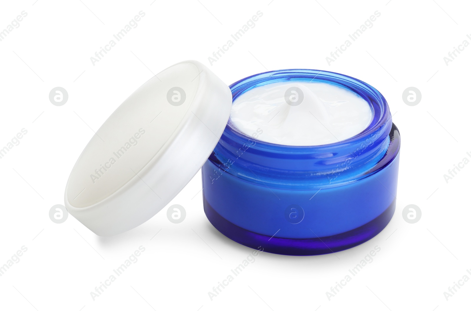 Photo of Jar of facial cream isolated on white