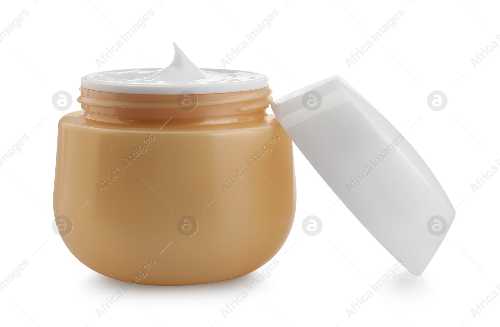 Photo of Jar of facial cream isolated on white