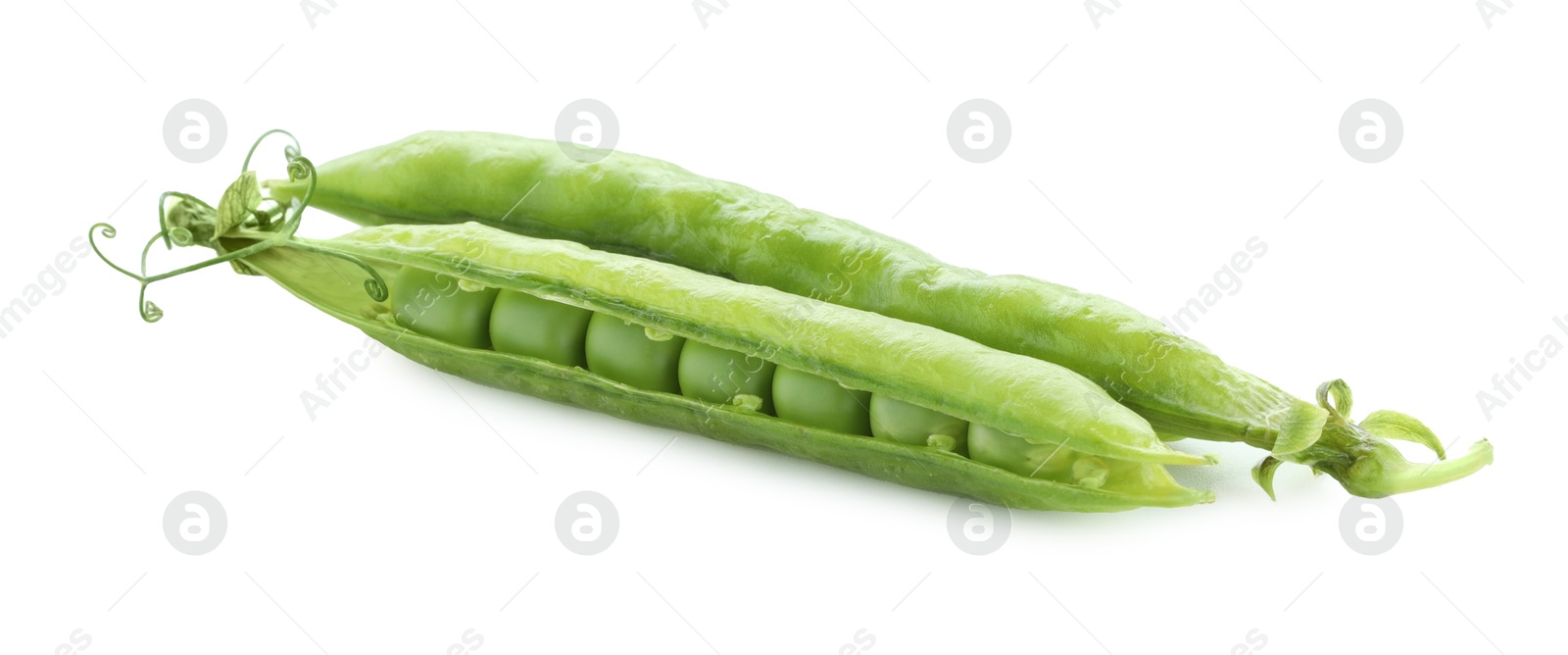 Photo of Green fresh peas and pods isolated on white