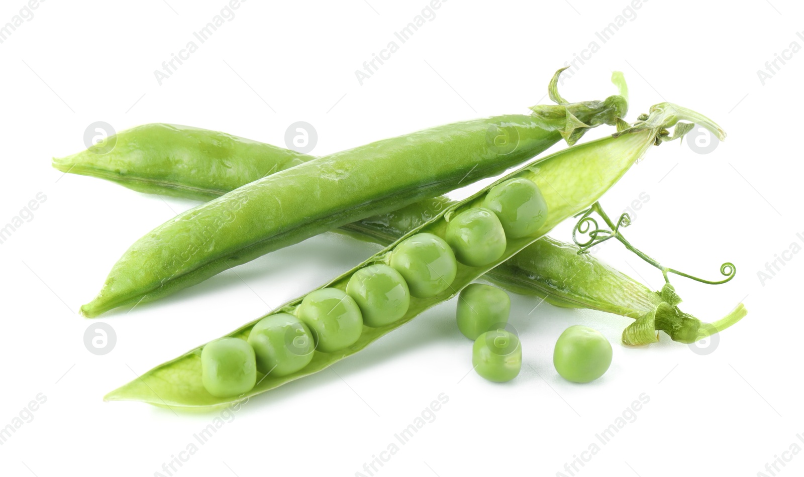 Photo of Green fresh peas and pods isolated on white