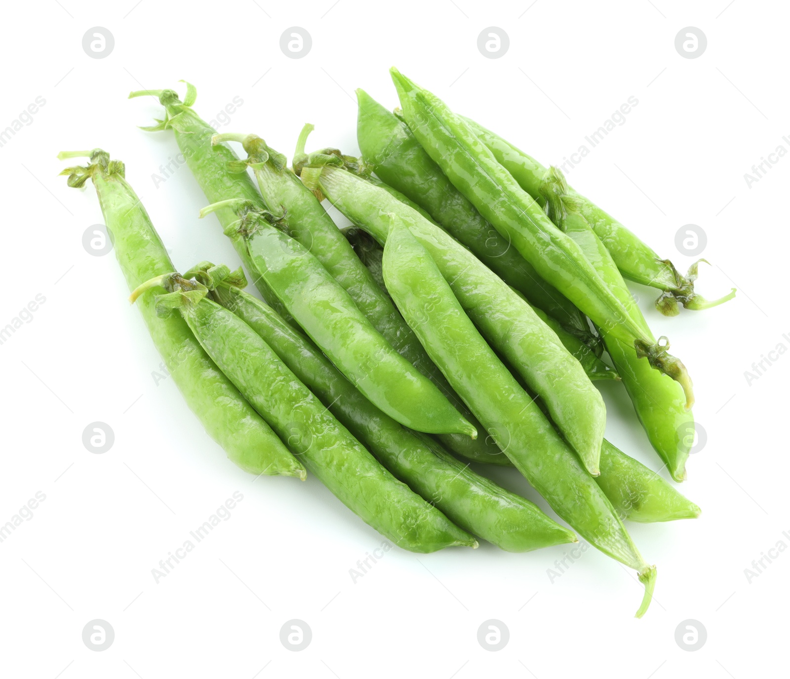 Photo of Green fresh pea pods isolated on white