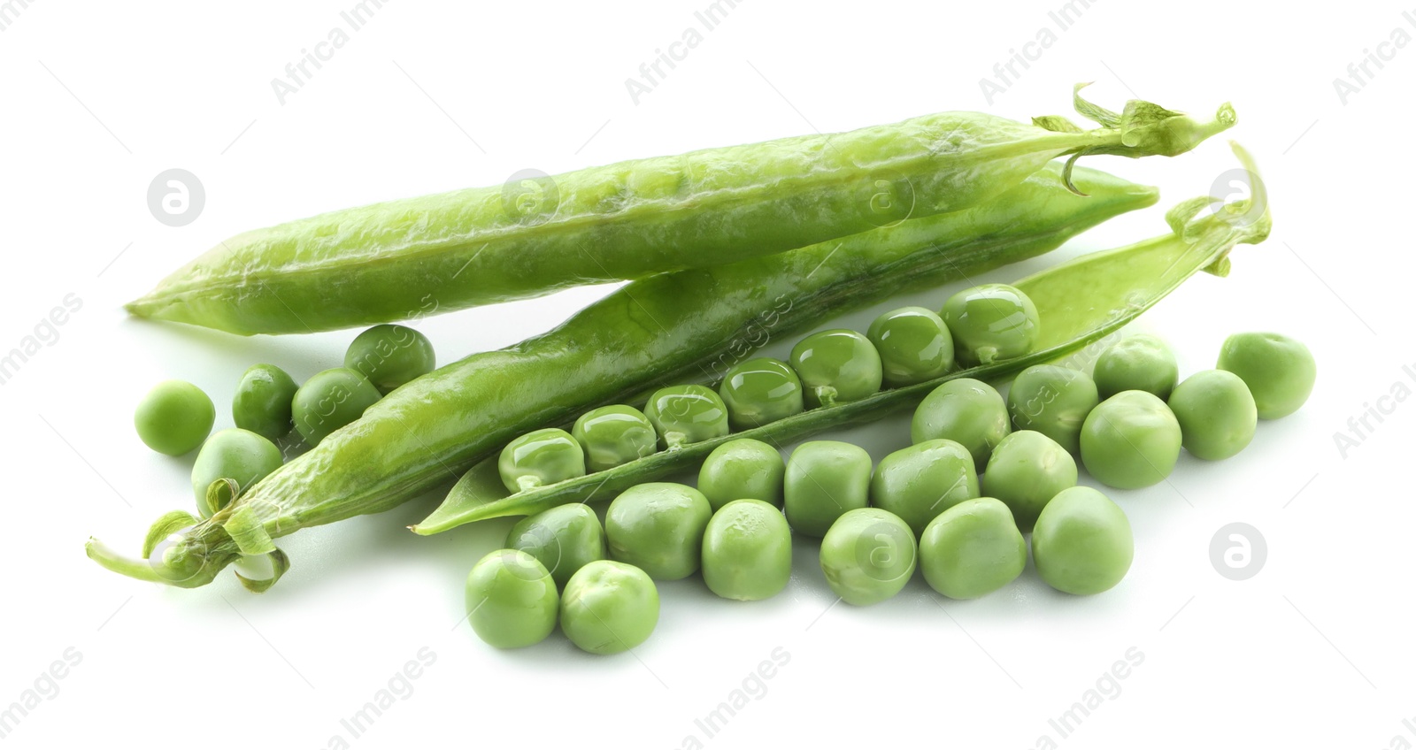 Photo of Green fresh peas and pods isolated on white