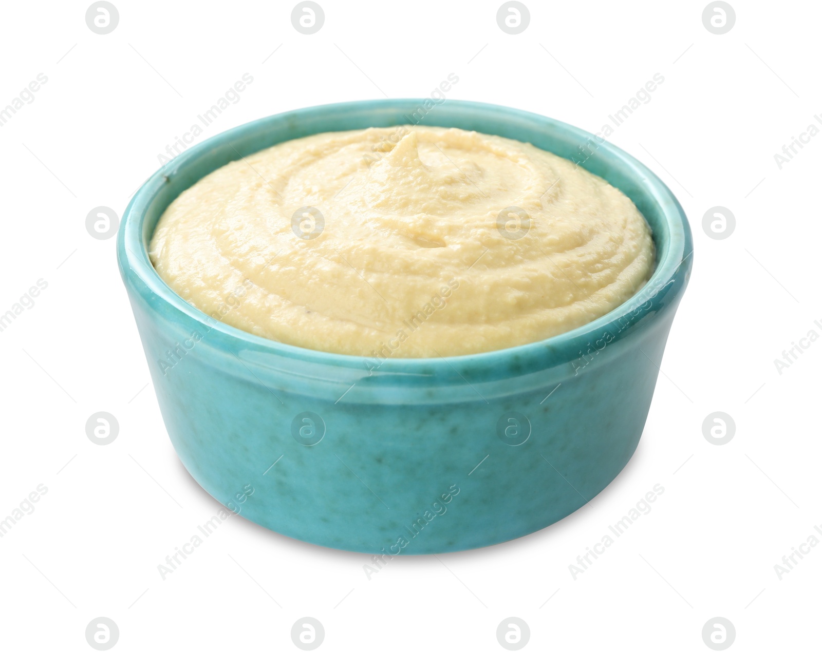 Photo of Delicious hummus in bowl isolated on white