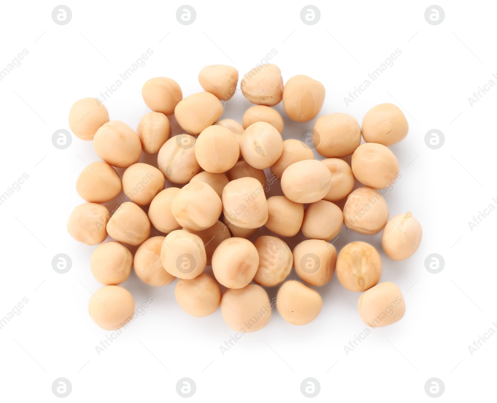 Photo of Pile of dried peas isolated on white, top view