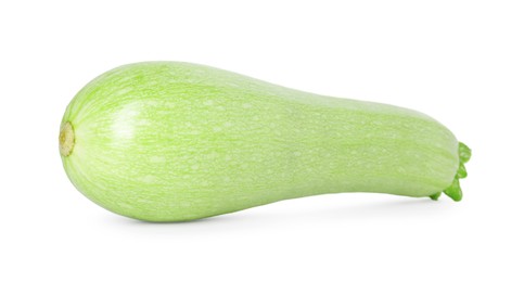 Photo of One fresh ripe zucchini isolated on white