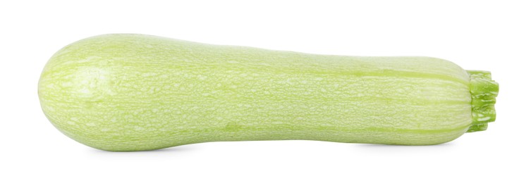 Photo of One fresh ripe zucchini isolated on white