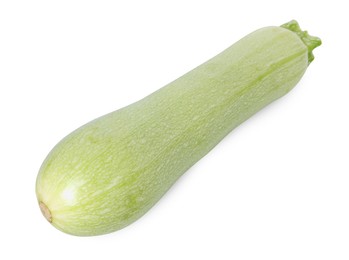 Photo of One fresh ripe zucchini isolated on white