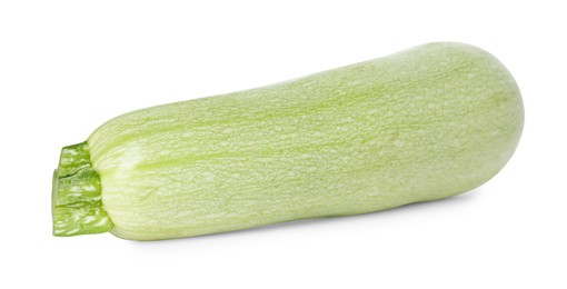 Photo of One fresh ripe zucchini isolated on white