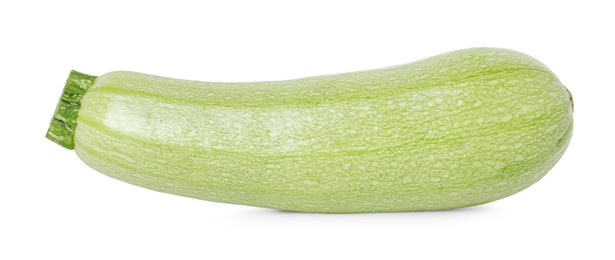 Photo of One fresh ripe zucchini isolated on white