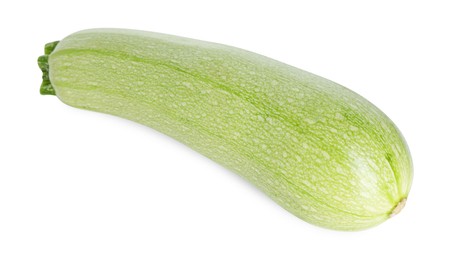 Photo of One fresh ripe zucchini isolated on white