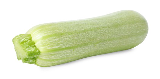 Photo of One fresh ripe zucchini isolated on white