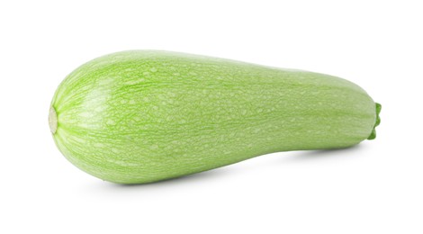 Photo of One fresh ripe zucchini isolated on white