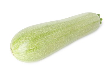 Photo of One fresh ripe zucchini isolated on white