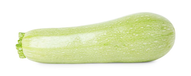 Photo of One fresh ripe zucchini isolated on white