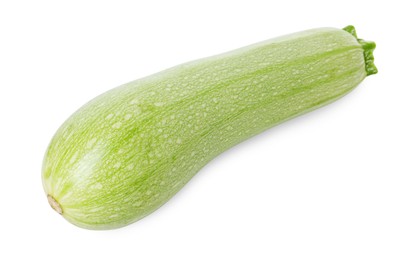 Photo of One fresh ripe zucchini isolated on white