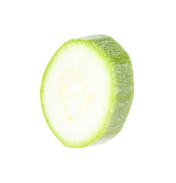 Photo of One piece of fresh zucchini isolated on white