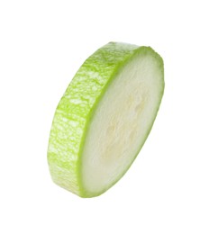 Photo of One piece of fresh zucchini isolated on white