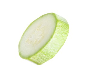 Photo of One piece of fresh zucchini isolated on white