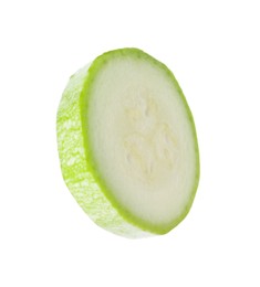 Photo of One piece of fresh zucchini isolated on white