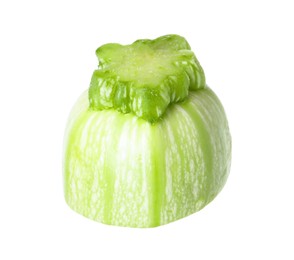 Photo of One piece of fresh zucchini isolated on white