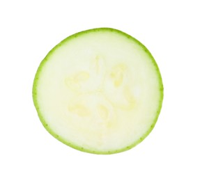 Photo of One piece of fresh zucchini isolated on white