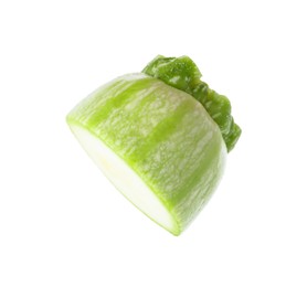 Photo of One piece of fresh zucchini isolated on white