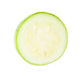 Photo of One piece of fresh zucchini isolated on white