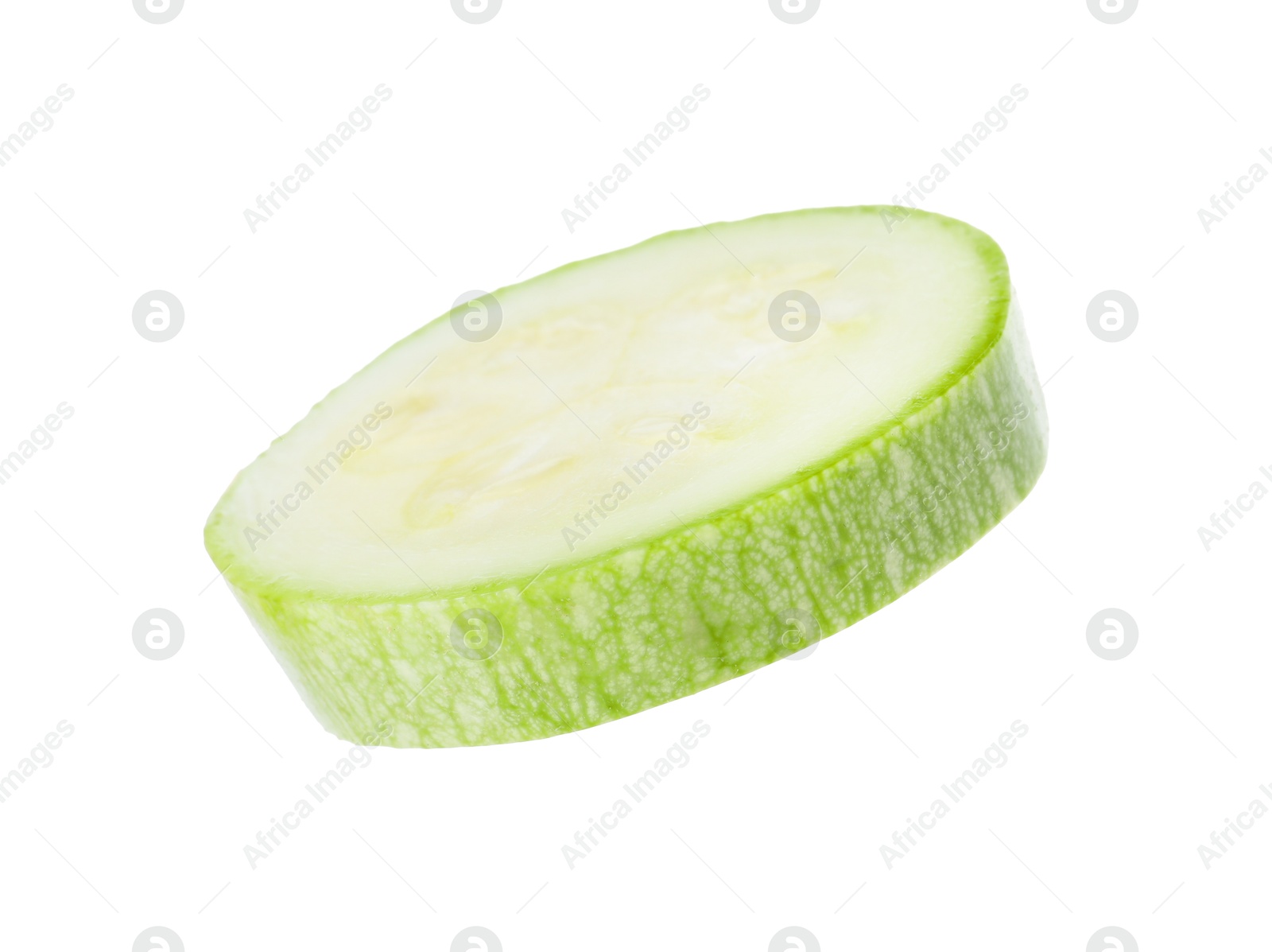 Photo of One piece of fresh zucchini isolated on white