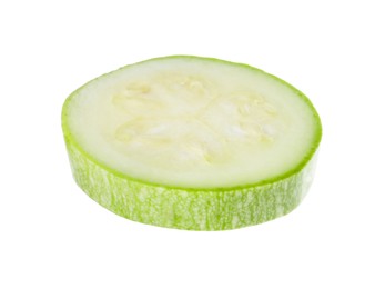 Photo of One piece of fresh zucchini isolated on white